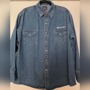Choko Authentics Men's Denim Shirt With RAM Logo Sz XL